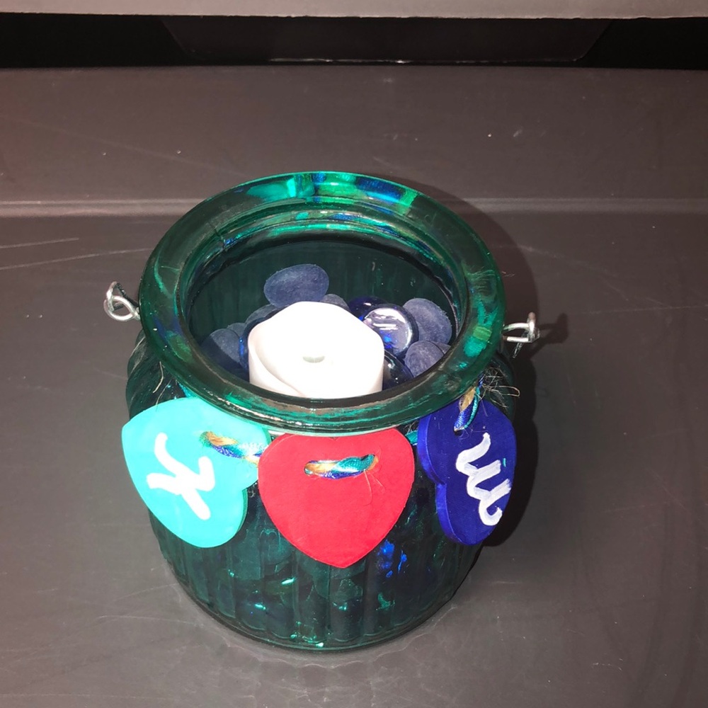 🛍️Hand Crafted Teal Glass Table Decor by Myself